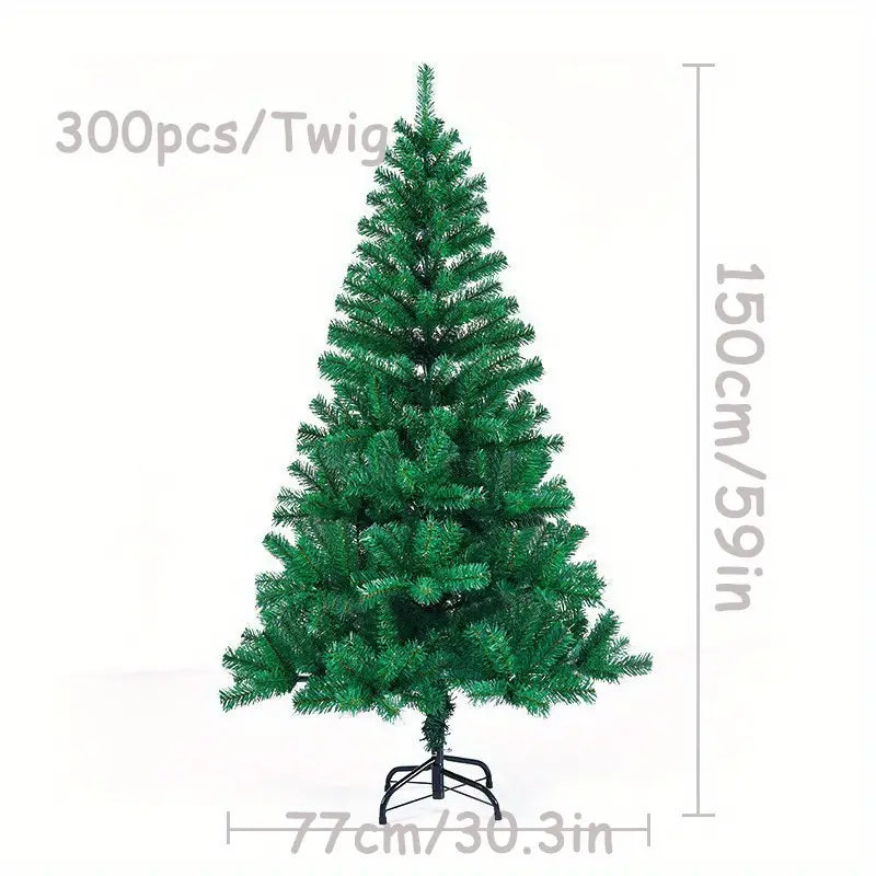 Artificial Christmas Tree, Green, Collapsible Base with 500 Branches, PVC/PE Tips, Steel Wire, No Power Needed, Perfect for Home & Holiday Decor, Bohemian Style, All-Season, Cypress Family