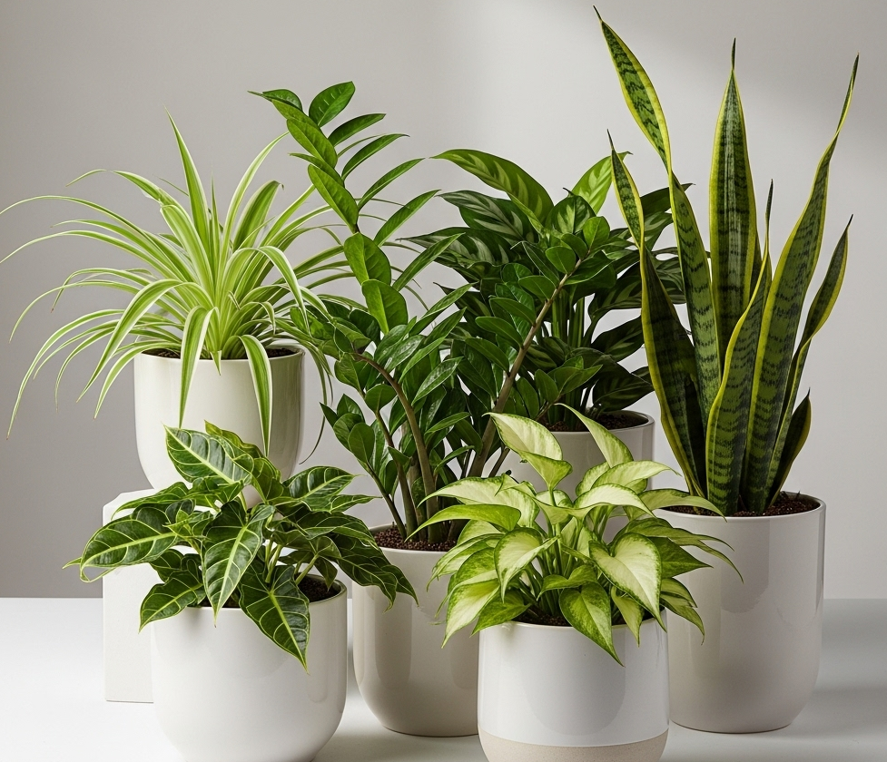 Combo Plants Bundle – Set of 6 Indoor Plants in Elegant Ceramic Pots