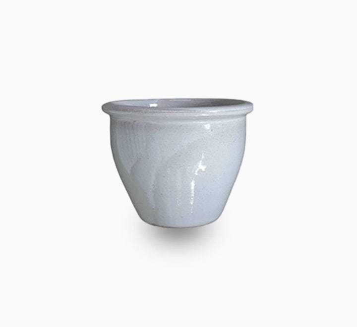 White Rolled Rim Pot 58
